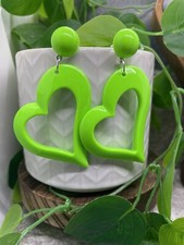 3 Silver-tone Acrylic Heart Drop Dangle Earring Set New Free Ship B8930