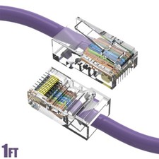 1FT Cat5e RJ45 Ethernet LAN Network UTP Non-Booted Patch Cable Copper Purple
