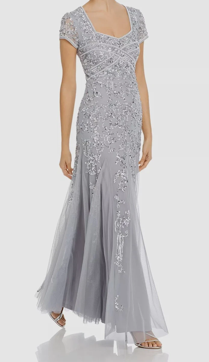 Adrianna papell silver hot sale gown