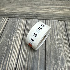 Size 16 Retail Size Stickers for Store Boutique Clothing Label Apparel Roll