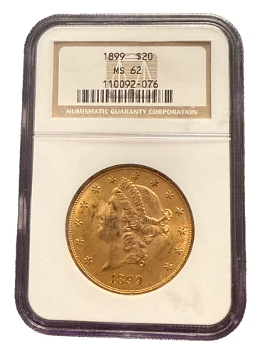 US 1899 Gold $20 20 Dollars NGC MS62 Double Eagle Liberty Head