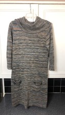 Alyx Womens Sweater Dress Gray Heathered Cowl Neck 3/4 Sleeve 100% Acrylic L