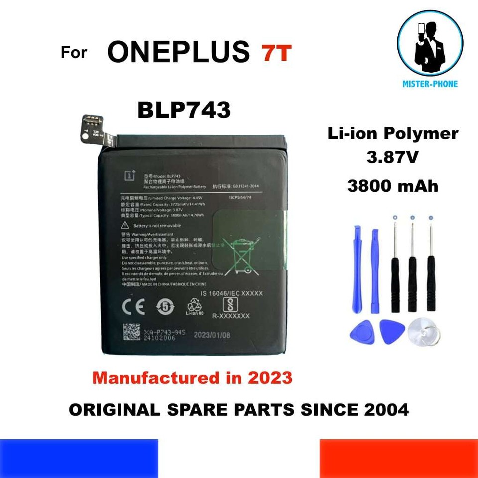 E-yiiviil Batteria Di Ricambio BLP743 Compatibile Con One Plus 7T Con Strumenti