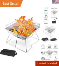 Collapsible Camping Grill - Easy Setup Stainless Steel Grill for Outdoor Cooking