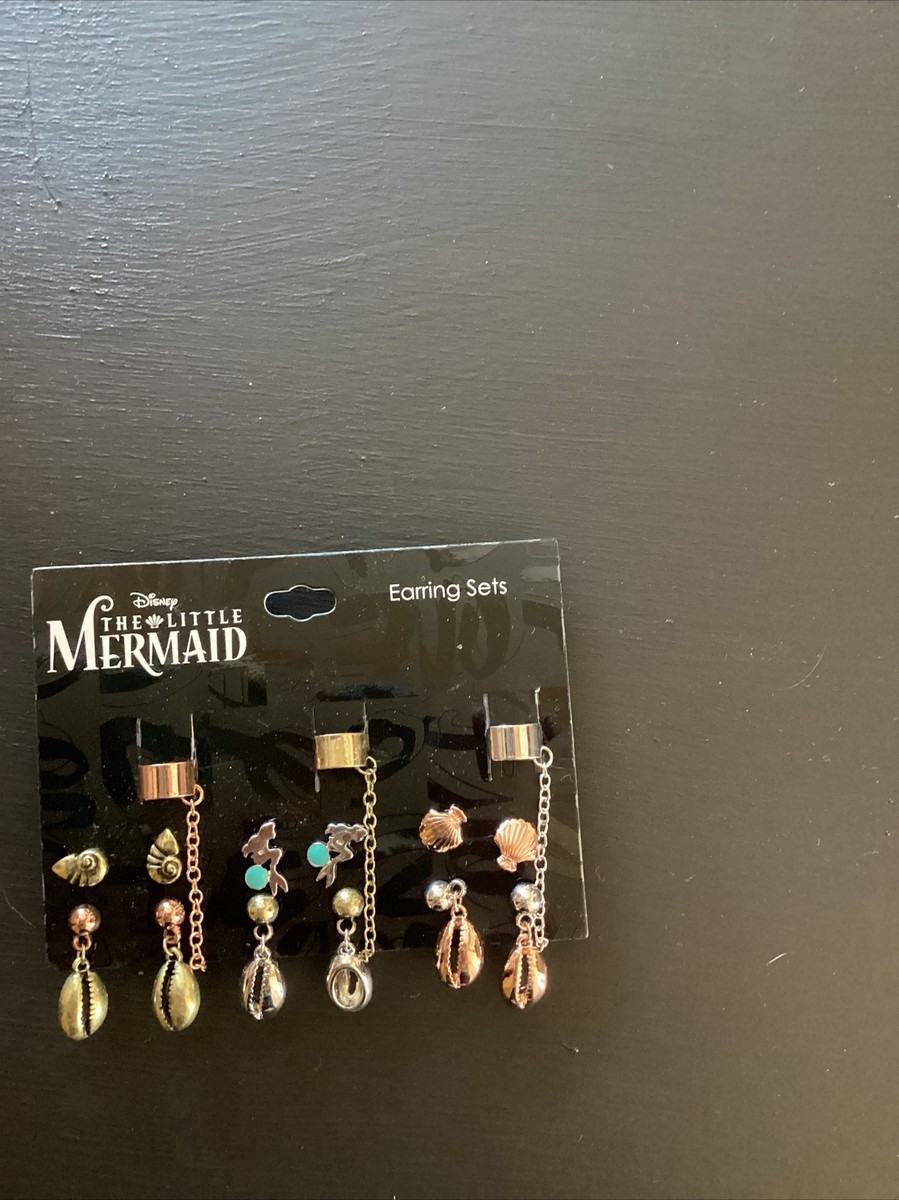 Disney ARIEL, Little Mermaid Pair of Earrings and Cuff Set