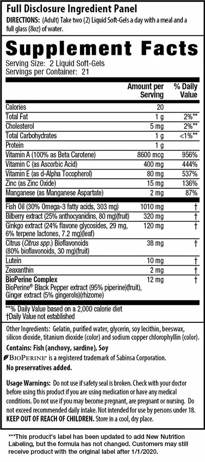 Irwin Naturals Vision Sharp suplemento multi-nutriente para la salud ocular, 42 cápsulas blandas Foto 2 de 2