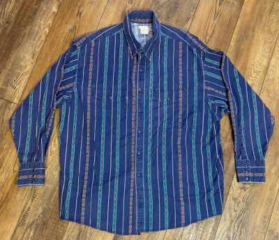 Express Rider VTG Western Shirt Men s 2XL Big Southwest print Button Long Sleeve