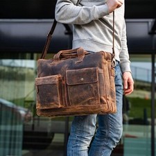 Leather briefcase 18 Inch Laptop Messenger Bags for Men and Women