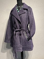 Intl D.e.t.a.i.l.s Sz Xl Women’s Plum Double Breasted Detachable Hood Coat Belt