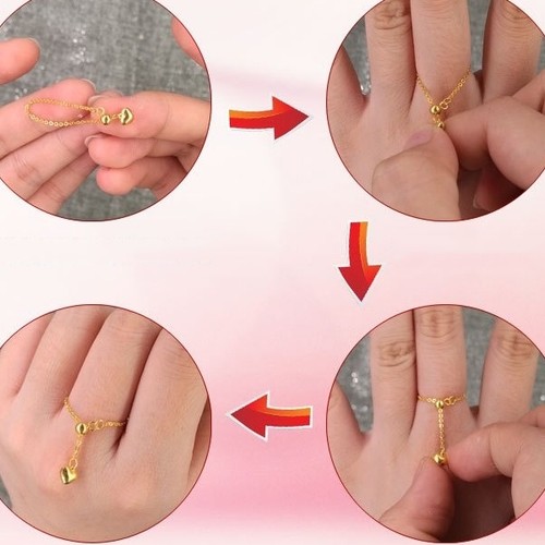 NEW Real 999 Pure 24K Yellow Gold Ring Woman Lucky O Adjustable Ring Size 5-8 - Picture 8 of 9
