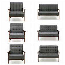 Panana Modern Fabric Loveseat Sofa Couch Upholstered 2-Seat Wood Armchair