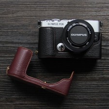 Handmade Genuine Leather Camera Half Case Bag Protect Cover Fit For Olympus E-P7