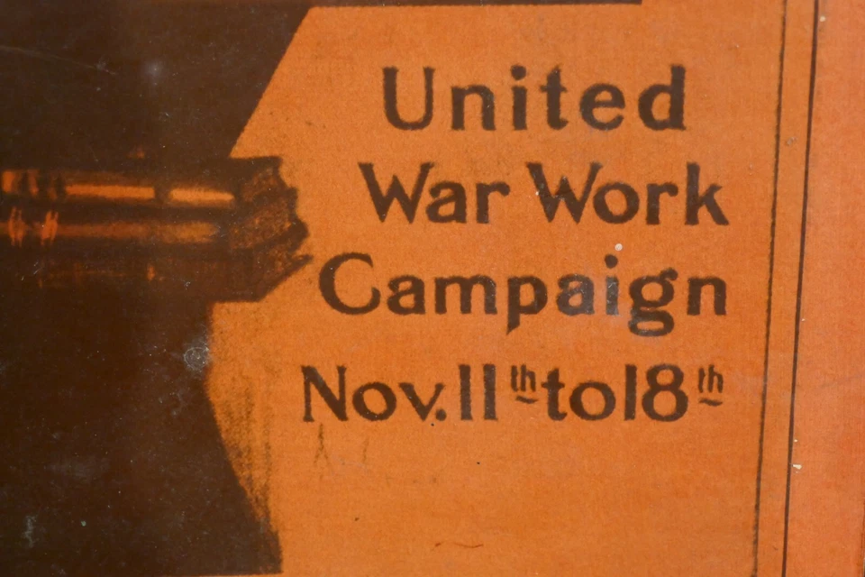 Primera Guerra Mundial YMCA Niñas en Francia Campaña de Trabajo de Guerra Unida 11-18º Cartel de Junta, Raro Foto 4 de 4