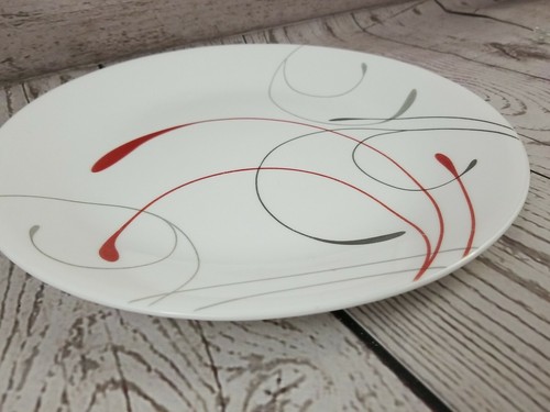 Corelle Splendor Dinner Plate 10 1/4" White w Red & Gray Scrolls Just 1 for YOU! - Picture 9 of 9