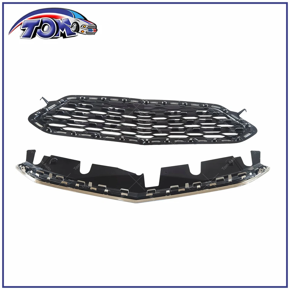 Front Upper and Lower Grille Chrome Set Fits 2016 2017 Chevrolet Equinox  — 第 3/3 张图片