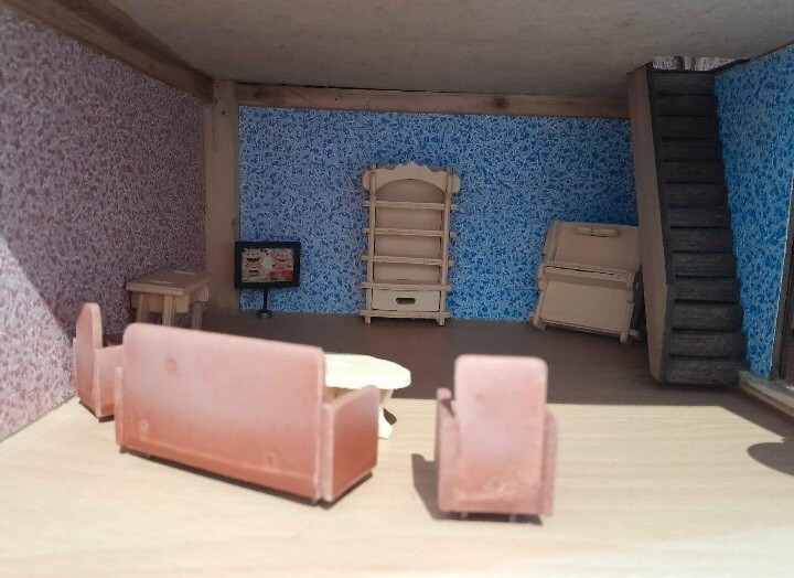 Handmade Wooden Dolls House With wooden Furniture eBay