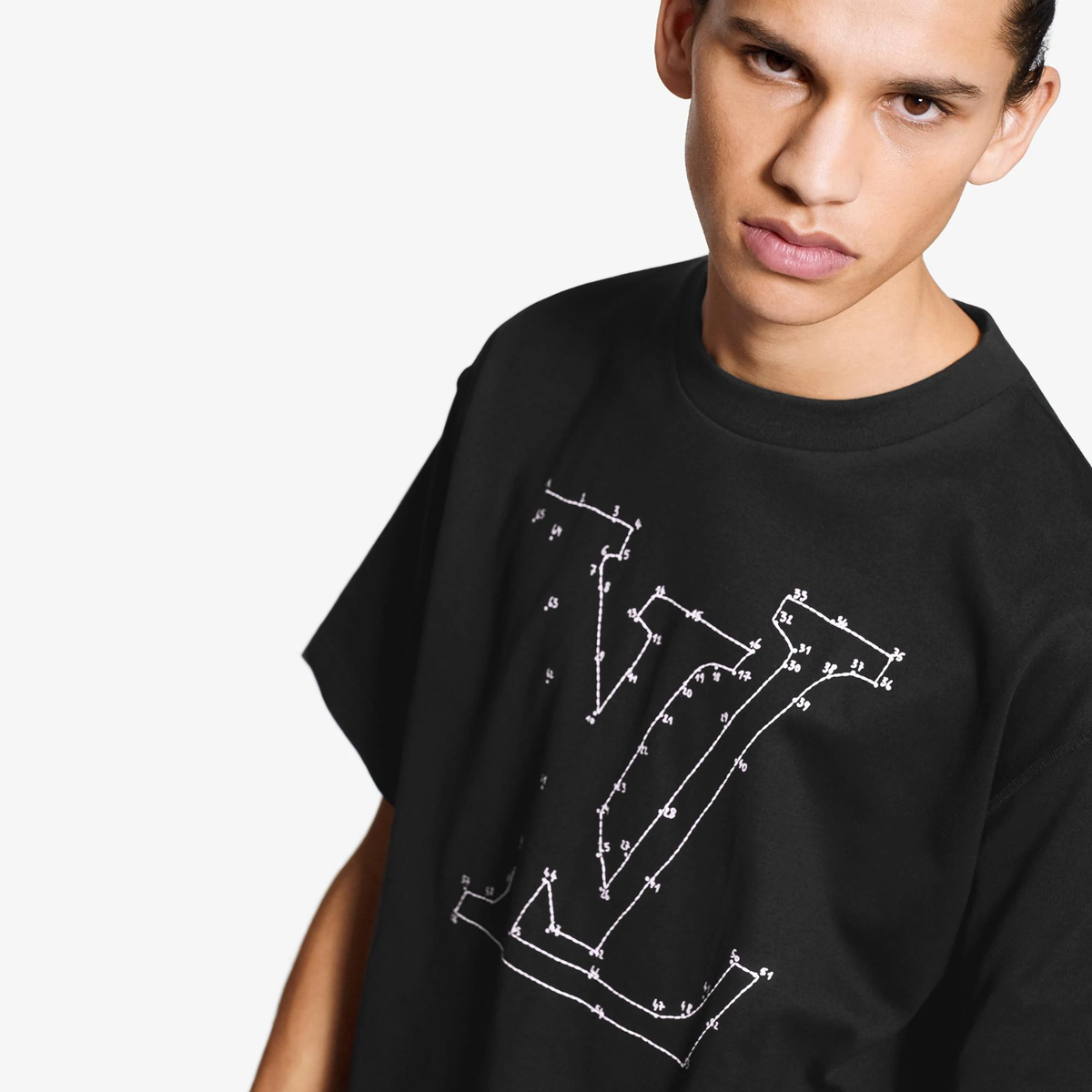 Louis Vuitton LV Stitch Print Embroidery Black White Logo Short