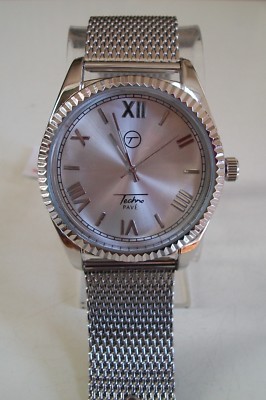 MEN'S TECHNO PAVE SILVER FINISH DRESSY CASUAL HIP HOP FASHION WRIST WATCH