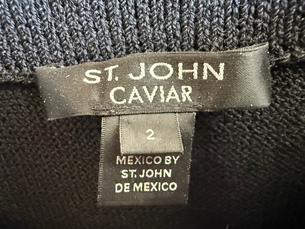 St. John Caviar Solid Black Wool Blend Santana Kn… - image 4