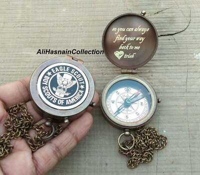 Personalized Eagle Scout Brass Compass, Engraved Working