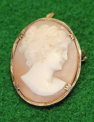925 STERLING SILVER ANTIQUE VICTORIAN ERA CARVED SHELL CAMEO BROOCH ...