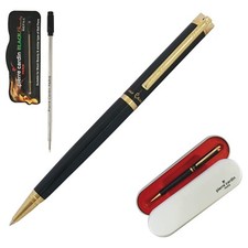 1.0mm Medium Tip PIERRE CARDIN Daytona BLACK BLUE Smooth Ball Pen Sleek Body