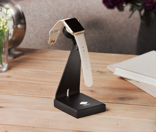 Solid Base Aluminum Desk Stand Dock Station Charger For Apple Watch 2/3/4 Black - Photo 1/2