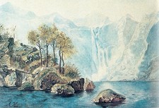 Adolf Hitler Mountain Lake 1910 vintage art print antique painting