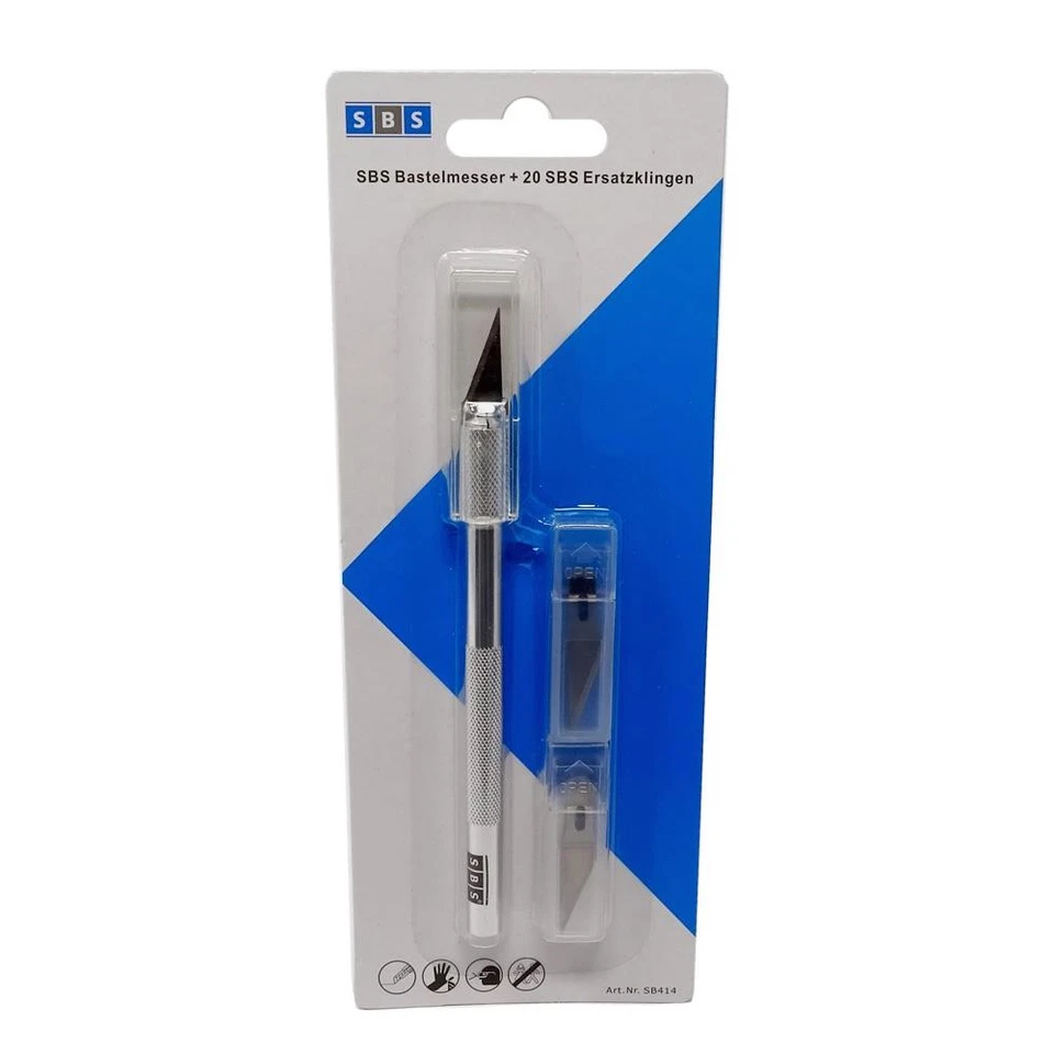 SBS® Bastelmesser mit 20 Ersatzklingen Skalpell Cutter Messer Hobbymesser - Bild 4 von 4