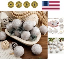 12 Pcs Neutral Textured Christmas Ball Ornaments 2.36'' Vintage Christmas Tre...