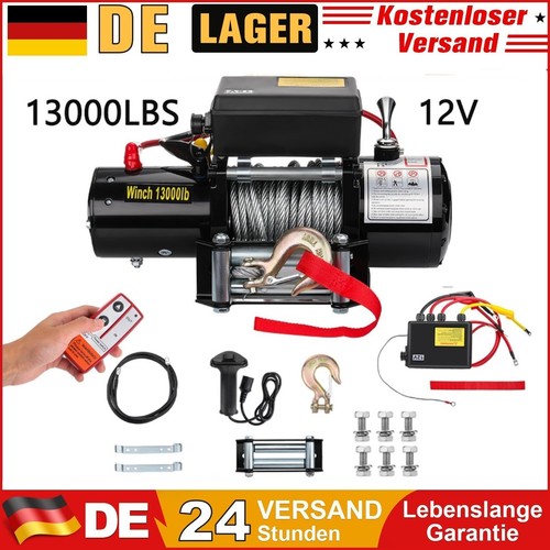 Elektrische Seilwinde 12V 13000LBS 5909KG Motorwinde Offroadwinde Stahlseil Funk - Bild 15 von 15