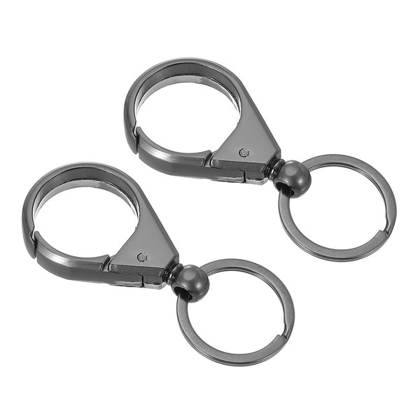2Pcs Auto SchlüSselanhäNger Metall SchlüSselhalter Mit Ring Dunkelgrau-image