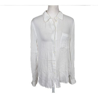 Treasure & Bond Classic White Rayon Button Down Top Womens Size Small