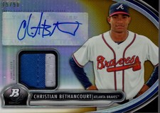 2013 Bowman Platinum Relic Auto Gold Refractors Christian Bethancourt Patch /50