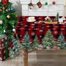 Christmas Decorations Reindeer Snowflakes Trees Tablecloth Xmas Gift 52"x70"