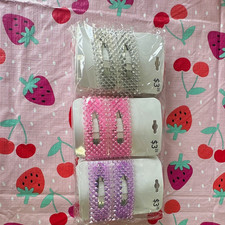 Beaded Rectangle Snap Hair Clips, Multicolor Solid Plastic/Metal, 12 pc