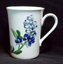 Boehm Mug Texas State Flower Bluebonnet Gold Trim Porcelain Signed