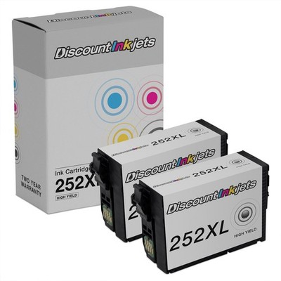 2PK 252XL Black Ink HY Cartridge for Epson WorkForce WF-7110 WF-7210 WF-7720DTWF