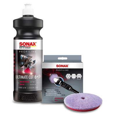 SONAX 1x HYBRIDWOLLPAD POLIERPAD + 1 L PROFILINE ULTIMATE CUT POLIERMITTEL 147