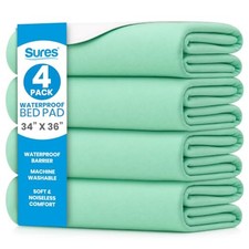 Sures Washable, Waterproof Bed Pad Mattress Protector for Incontinence 4 Pack