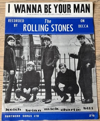 THE ROLLING STONES I WANNA BE YOUR MAN ORIGINAL SHEET MUSIC (1963) EX BEATLES