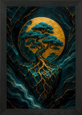Golden Tree Roots Gerahmtes Wandbild Poster Leinwanddruck Bild