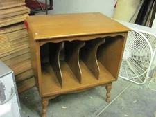 Vintage Mid Century Modern Wood LP Record Player Album Cabinet Table