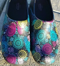 Crocs Dual Comfort Women's Slip On Clog Floral Black Multicolor Slip Resistant 9
