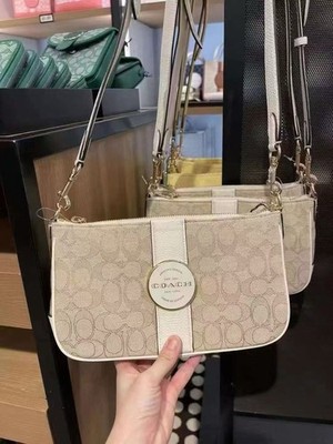 NWT Coach Lonnie Baguette crossbody In Signature Jacquard C8306 $350