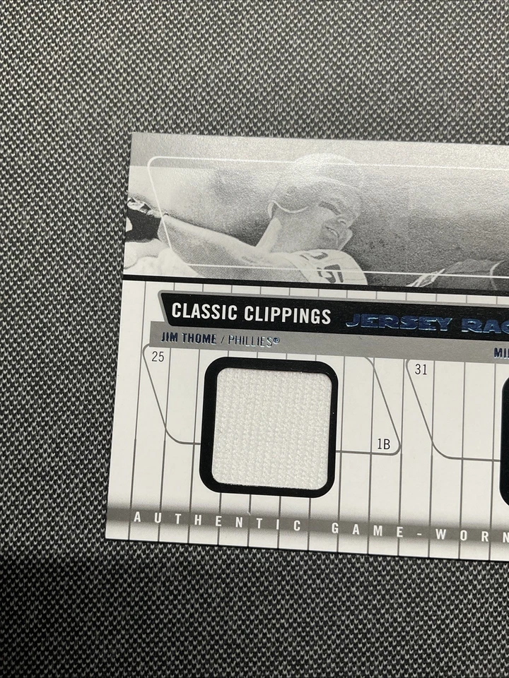 2005 Fleer Classic Clippings Jersey Rack Double Blue Jim Thome Mike Piazza - Image 2 of 4