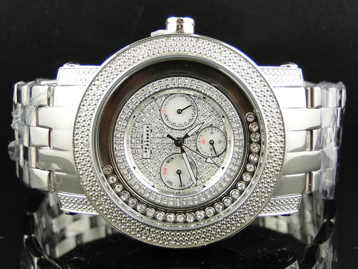 Mens 46 MM Jojino Aqua Master Chrono Metal Band Diamond Watch Mj