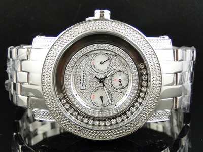 Mens 46 MM Jojino Aqua Master Chrono Metal Band Diamond Watch Mj-1181