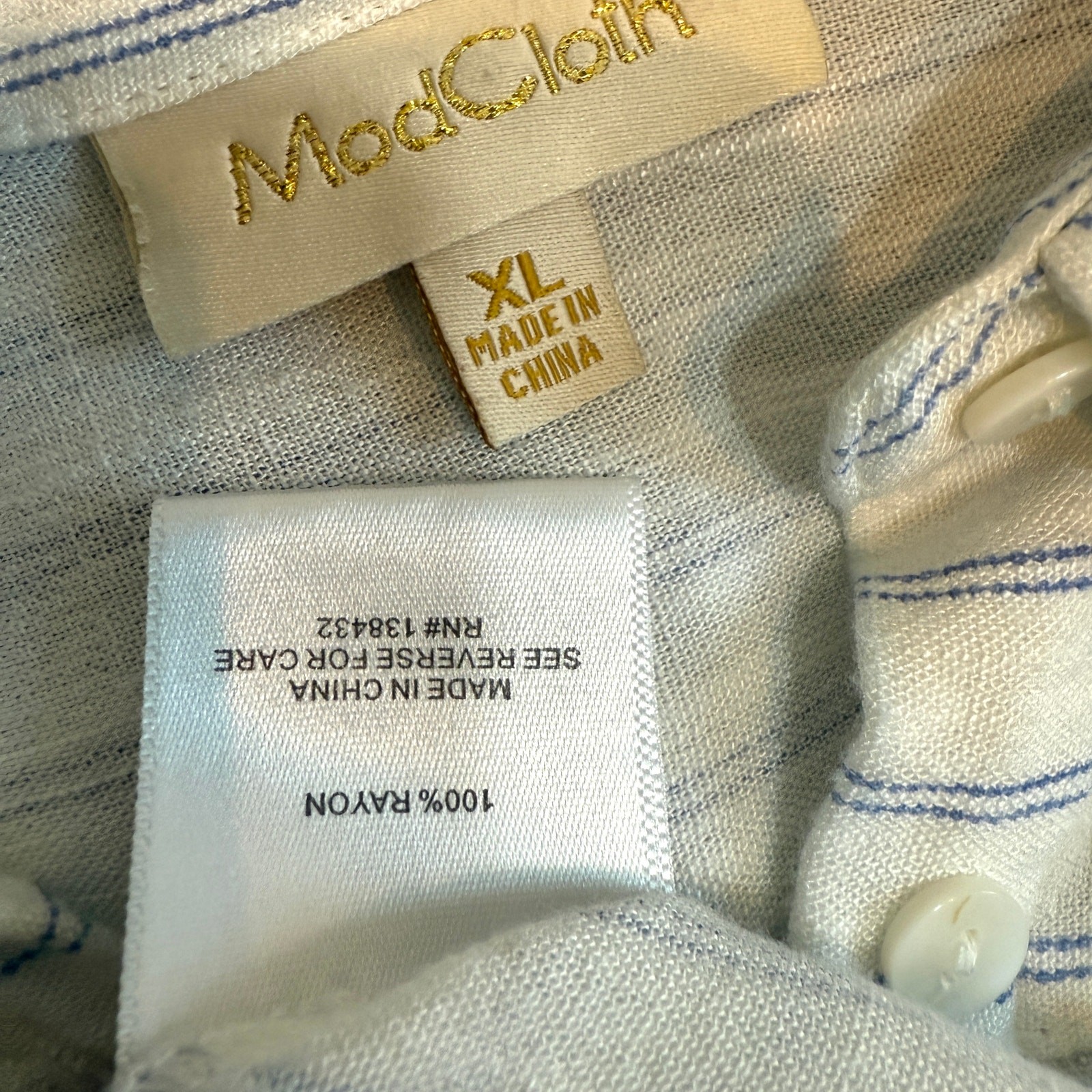 ModCloth XL ruffle collared button front striped … - image 2