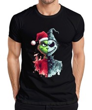 Grinch Jack Skellington Half Face Christmas Horror Vintage Mens T-Shirt